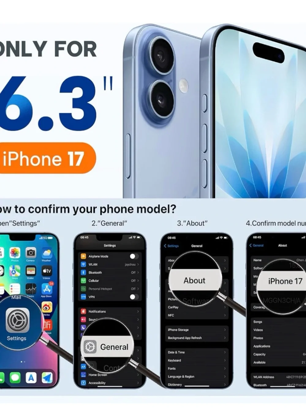 Glass Blue Magnetic-Compatible Silicone Phone Case with Tactile Button iPhone 17